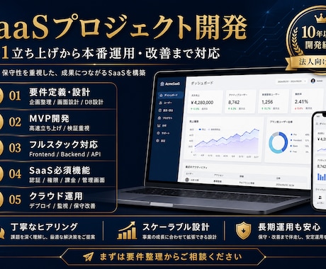 SaaSプロジェクト開発支援ます 企画から開発・運用まで一貫対応 イメージ1