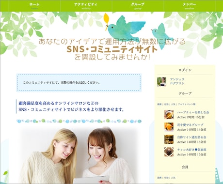 アイデア次第で無限に拡がるSNSサイト制作致します 満足度高いSNS・コミュニティ機能 イメージ1