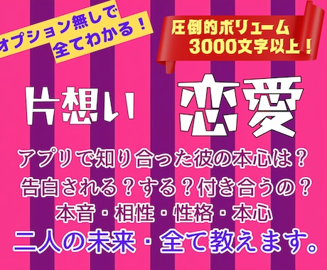 オプションいらず✨タイプ・性格・相性全て占います お相手の好きなタイプや性格・恋愛スタイル・相性など全てを鑑定 イメージ2
