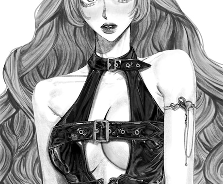 モノクロイラスト描きます 綺麗で目力のある女の子が得意です。 イメージ2