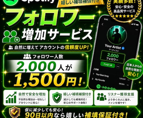 Spotify日本人フォロワー2000人増やします イメージ1