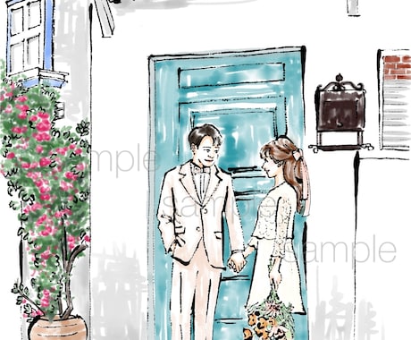 全身イラスト・ファッションイラストを描きます ニュアンスある線と水彩調の着彩でおしゃれな全身の似顔絵を作成 イメージ1