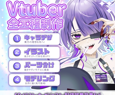 Vtuber向けLive2Dモデリングします 実績100件以上┊最安値で高クオリティをお届け！高可動域！ イメージ1