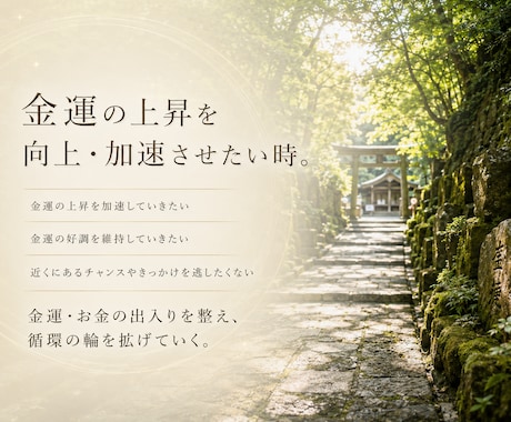 お金の循環を整え金運の上昇を加速します 【リピーター様向け】金運の流れを高め豊かさが巡り続ける状態へ イメージ2