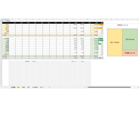 継続しやすい Excel家計簿を販売してます 基本は「日付、項目、金額」入力だけのシンプル自動集計 イメージ2