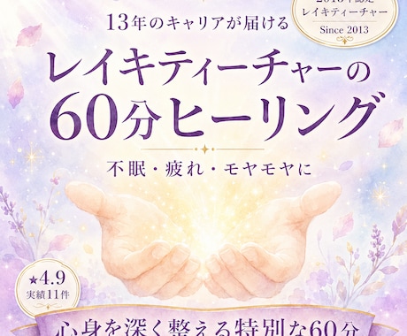 13年認定レイキティーチャー心身を整えますます 不眠・疲れ・モヤモヤに◎2013年認定の深い癒しを60分 イメージ1