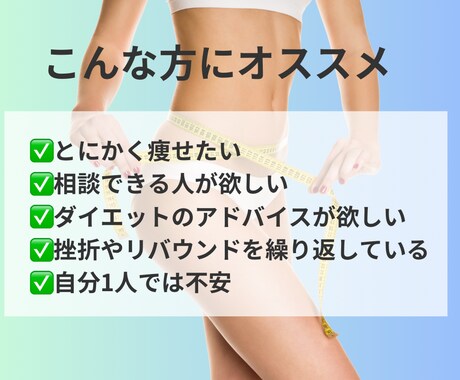 初心者向けダイエットサポートいたします 食事・生活習慣分析で今後の方針をお伝えします！ イメージ2