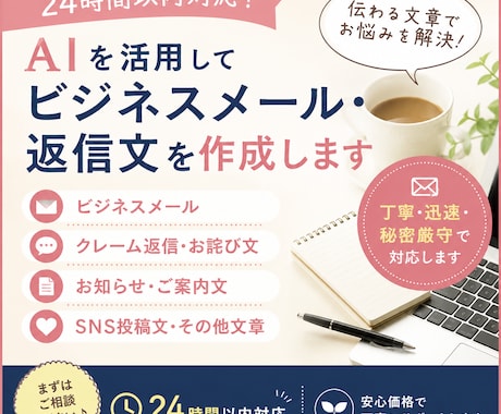 ビジネスメール・返信文をAI活用で作成します 文章作成が苦手な方へ、そのメール代行いたします イメージ1