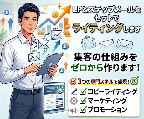 LPとステップメールをセットでライティングします 集客の仕組みをゼロから作ります！ イメージ1