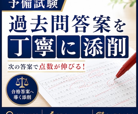 予備試験論文の過去問答案を丁寧に添削します 合格答案との差を明確にし、改善点を徹底解説 イメージ1