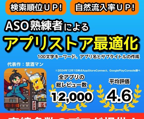 アプリストア最適化、100文字キーワード選定します DL数が伸び悩むアプリをプロのASOテクニックで改善します！ イメージ1
