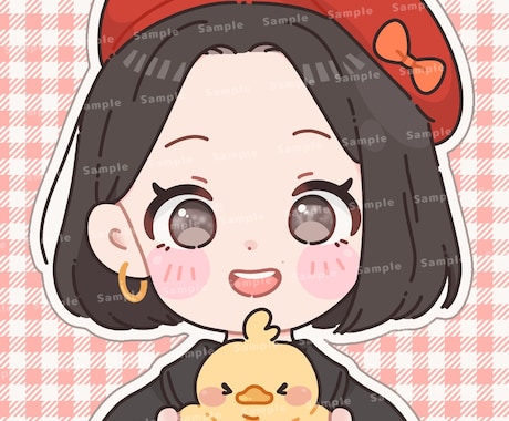 ほんわかポップな似顔絵アイコンお描きします ちょこんと手のり動物と一緒の、ちょっと特別な1枚をお届け＊ イメージ2