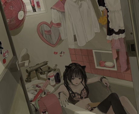 繊細な厚塗りでレトロな世界観のイラストを描きます MV･アイコン･ヘッダー等用途なんでもOK♡ イメージ2
