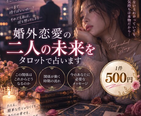 婚外恋愛の二人の未来をAI×タロットで占います この関係は続く？変わる？二人のこれからを読み解きます イメージ1