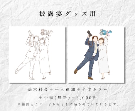 シンプルでおしゃれな線画イラストを描きます ウェルカムボード/記念日/両親贈呈品/誕生日/出産祝いなど イメージ2