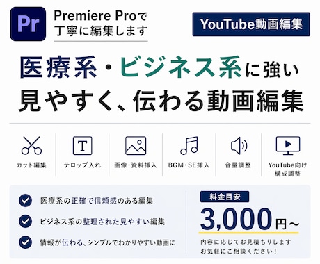 医療系・ビジネス系動画を丁寧に編集します 正確で見やすく、伝わりやすい動画編集を行います イメージ1