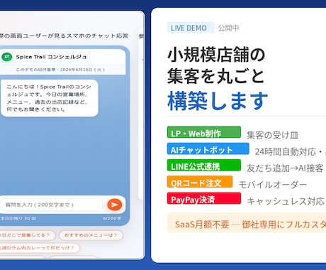 店舗向けAI集客システムを丸ごと構築します LP・LINE・QR注文・PayPay決済対応 イメージ1