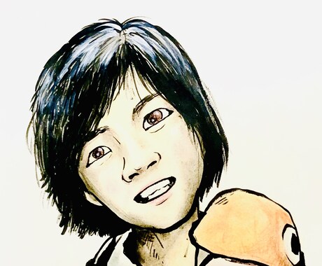 筆ペンで推しキャラとのツーショットアイコン描きます 好きなキャラとのツーショットの和のアイコンはいかがですか？ イメージ2