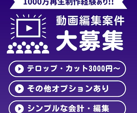 フルテロップ・カット30分3000円で承ります イメージ1