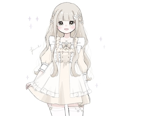 ふわふわフリルワンピース量産イラストお描きします 基本で色変え！プラスオプションでより理想のお姿に！ イメージ1