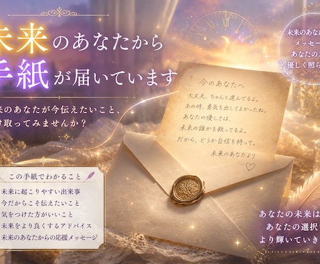 未来のあなたから手紙が届いています 未来のあなたが今のあなたへ伝えたい言葉をお届けします。 イメージ1