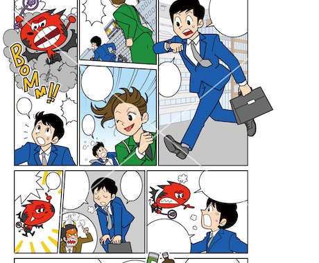 広告漫画★複数・単体ページ/4コマ描きます 汎用的なタッチなので、広告・e-ラーニング等に最適！ イメージ2