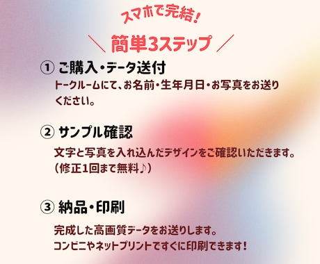 誕生日の写真入りバースデーポスターを制作します 何歳でもOK♪スマホ写真で簡単におしゃれなデータ納品 イメージ2
