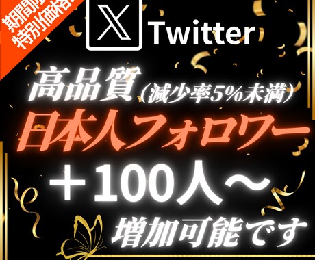 Xの日本人フォロワーを100人増やします 【出店記念としてお得な限定価格でご提供中（20名まで）】 イメージ1