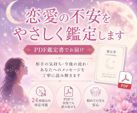 恋愛のお悩みを整理し心が軽くなる鑑定書を作成します 迷った時に何度でも見返せるPDF鑑定 イメージ1
