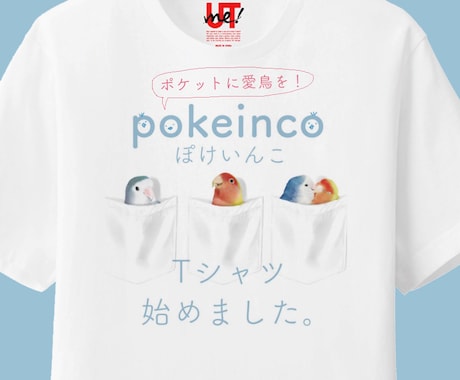 愛鳥さんのイラストTシャツを作ります ポケットから顔を出した愛鳥のイラストをTシャツにプリント!! イメージ1