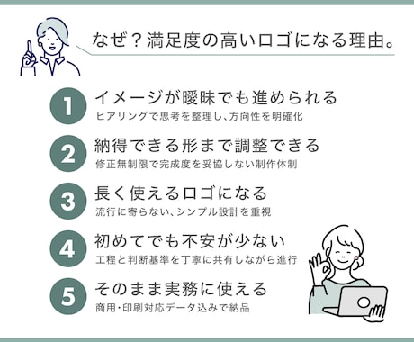 長く使えるロゴを、ご相談しながら丁寧に作成します 修正回数無制限・著作権譲渡・評価5.0・経験15年以上のプロ イメージ2