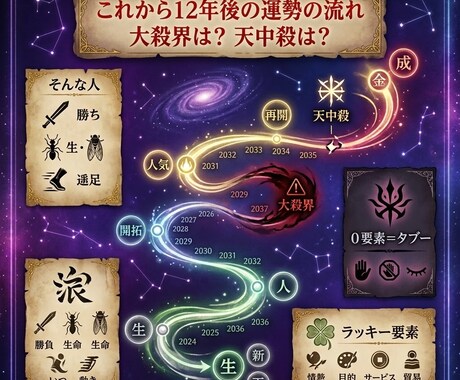 今後12年間の運勢リズム鑑定書つくります 西洋占星術と四柱推命使います。大殺界も解説します。 イメージ1