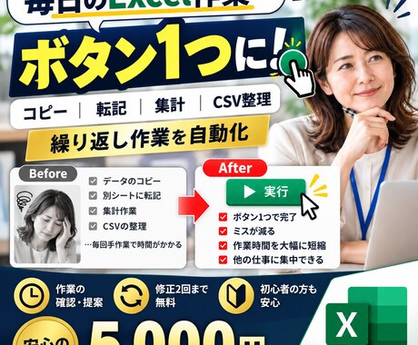面倒なExcel作業を1つラクにします イメージ1