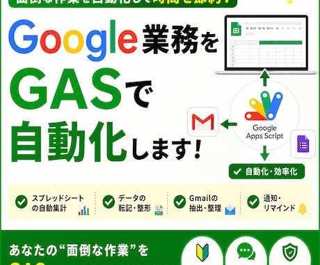Google業務をGASで自動化します スプレッドシート・Gmail作業を効率化 イメージ1