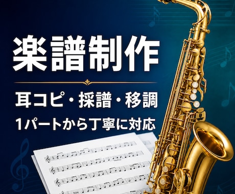 どんな楽器でも演奏しやすい楽譜を制作します 耳コピ・採譜・移調を1パートから丁寧に対応 イメージ1