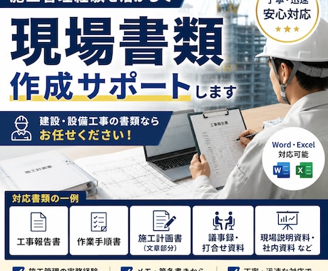 建設・設備工事の書類作成をサポートします 施工管理経験を活かして現場書類を丁寧に作成します イメージ1