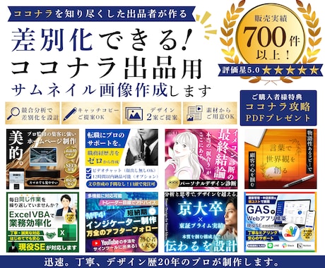 差別化できる！ココナラ出品サムネイル画像作成します イメージ1