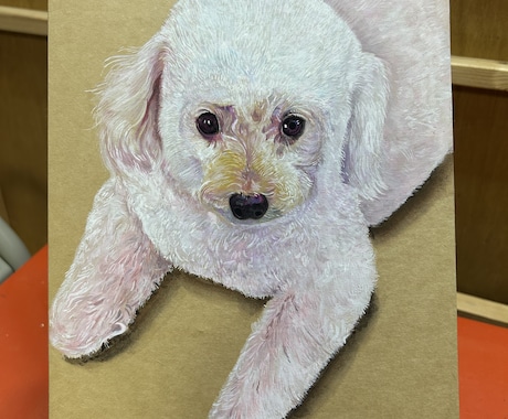 アクリル絵の具でペットの似顔絵を手描き作成します 犬・猫のクラフト紙をベースにリアルで温かみのある絵です イメージ1