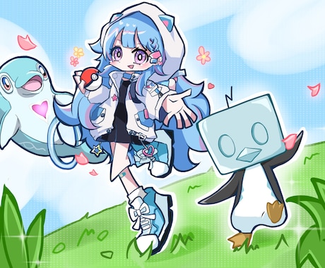 ポップなミニキャラかきます 一枚絵でも良し、アクキーにするも良し！ イメージ1
