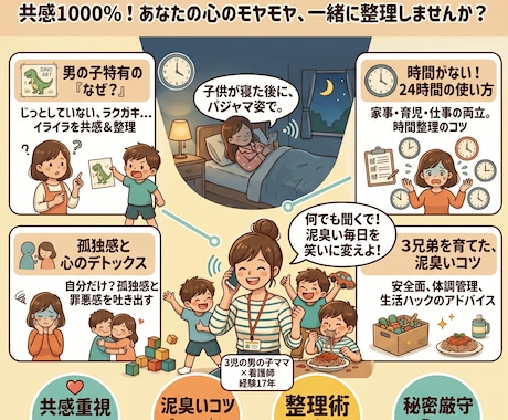 男の子育児のカオスを３兄弟ママが悩みを解決します 「もう限界！」を笑いに変える電話相談。 イメージ2
