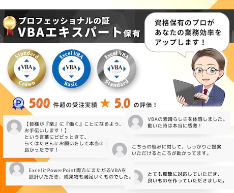 資格保有！プロのマクロ・VBAで仕事を効率化します Excel Word PPoint Outlook★全て対応 イメージ2