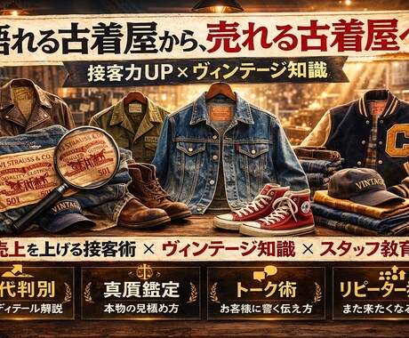 古着屋スタッフの接客力を向上させます 「ヴィンテージを“売れる武器”に。」 イメージ1