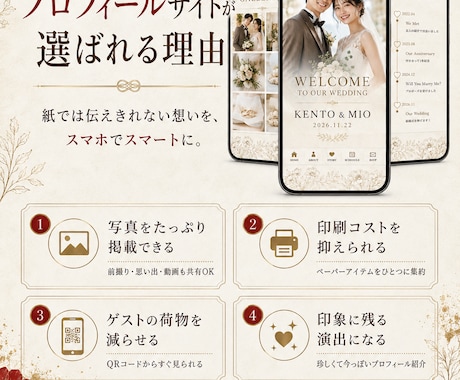 結婚式のプロフィールサイトを制作します QRコードを読み込むだけ！スマホで楽しめるプロフィールブック イメージ2