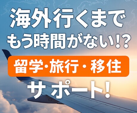 海外行くまでもう時間がない！？不安全部受けます 「もう時間ない！」そんな人こそぜひ！あなたの渡航の味方です！ イメージ1