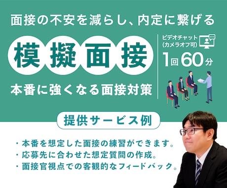 就職・転職の面接対策｜模擬面接で伝え方を整えます 面接で何をどう話すか、整理できていますか？｜想定質問あり イメージ1