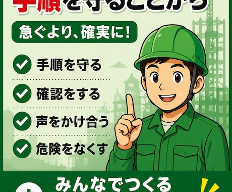 安全標語・注意喚起ポスターを3枚セットで制作します 職場の安全意識を高めるポスターを制作します イメージ2