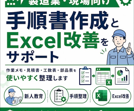 製造業の手順書とExcelを整えます 作業メモ・見積書・部品表を現場向けに整理します イメージ1