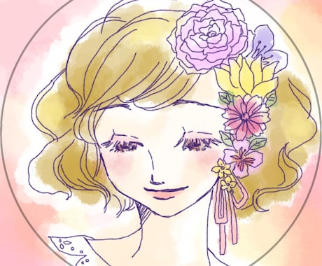 水彩風の優しい雰囲気のSNS用アイコン作成します あなたの似顔絵をキャラクターデザイナーが描きます イメージ1