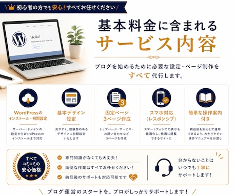 初心者向けWordPressブログを制作します 初期設定から記事投稿できる状態まで丁寧に整えます イメージ2