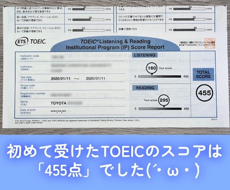 あなたに特化したTOEIC学習戦略を作成致します 「455」→「960」までスコアUPさせた純日本人が作成！ イメージ2